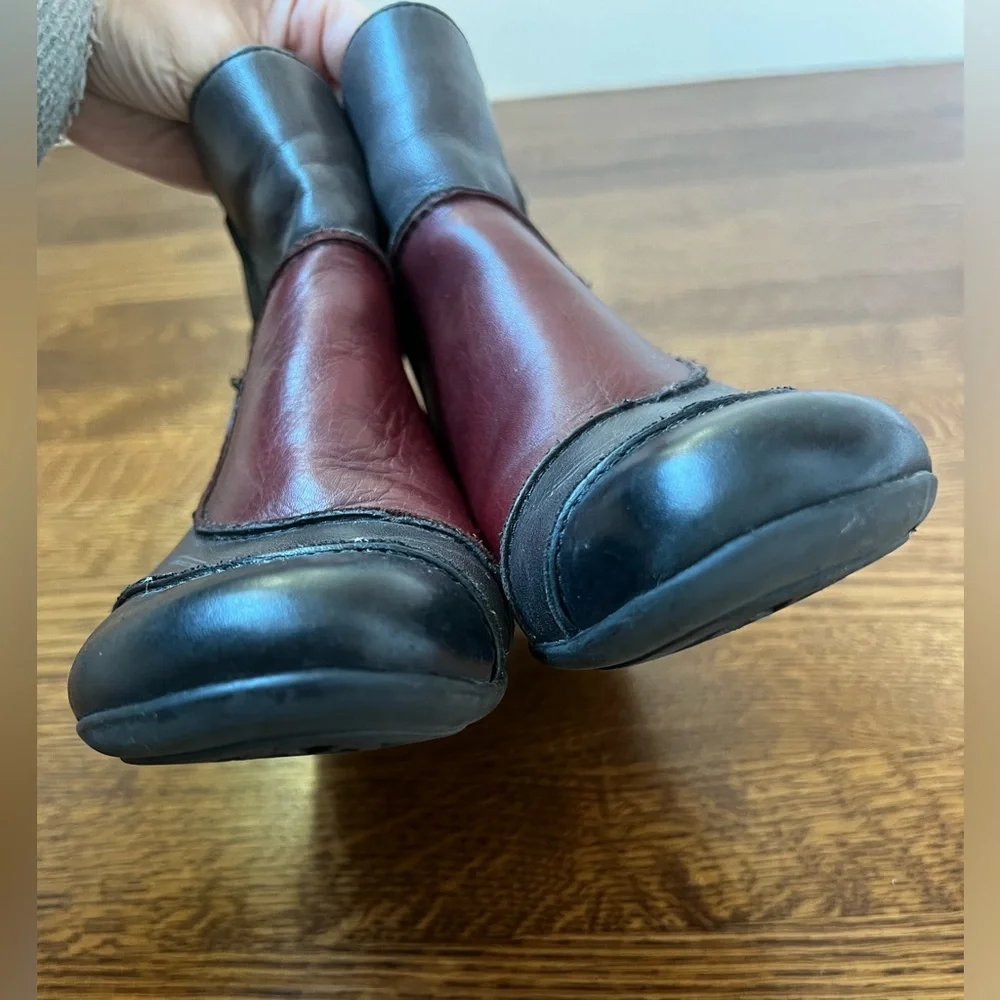 REMONTE DORNDORF Leather Patchwork Ankle Boots Boho Lagenlook‎ Red Colorblock 36